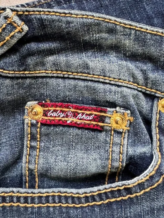 Baby Phat Y2K Jeans Size 1 Dark Wash Low Rise Cat Logo NWT - Picture 6 of 16